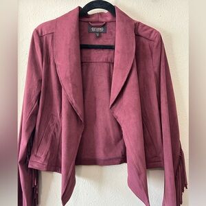 SHAN Women's Plum Blazer with Fringe Accents